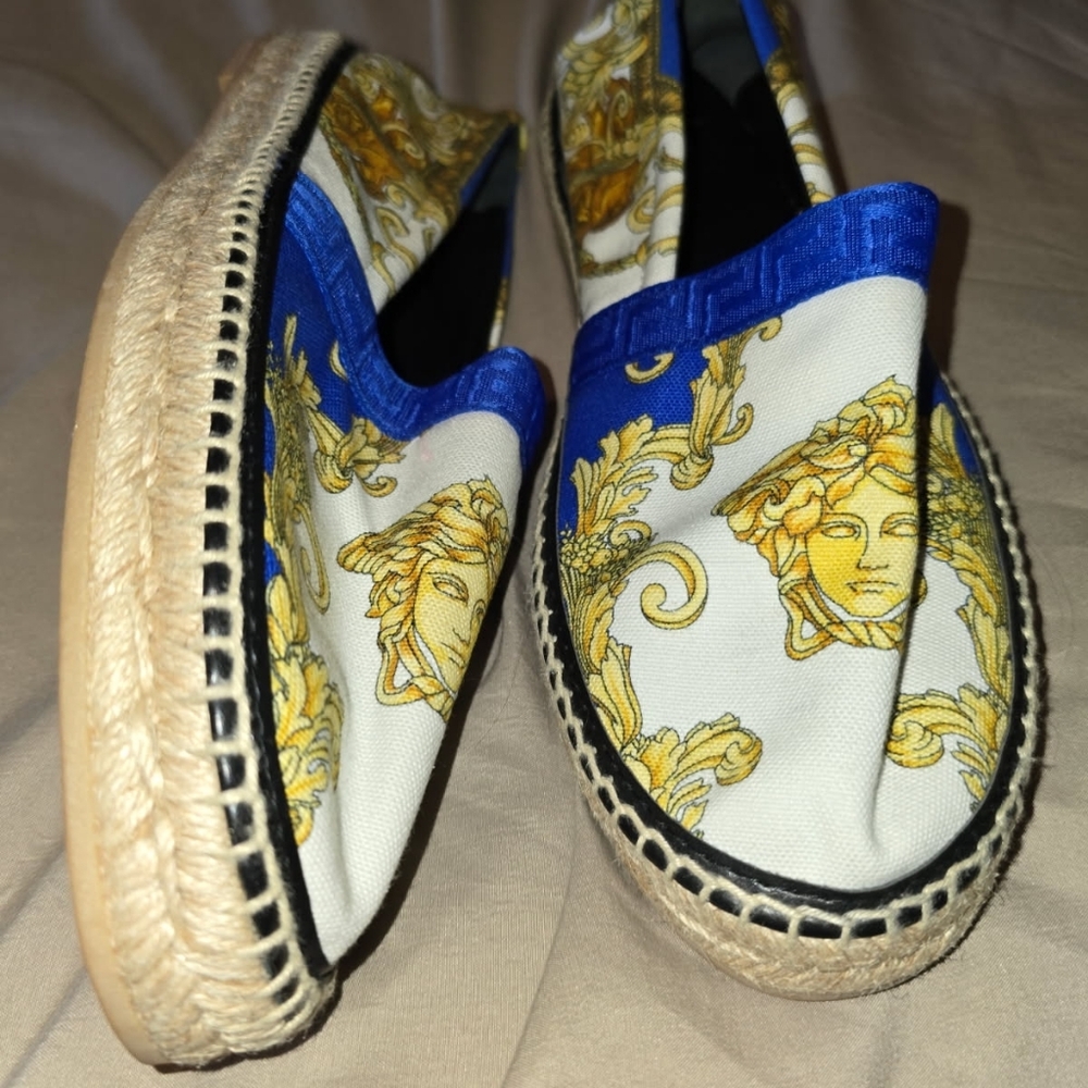 Versace Blue and Gold Medusa Espadrilles - Picture 10 of 12